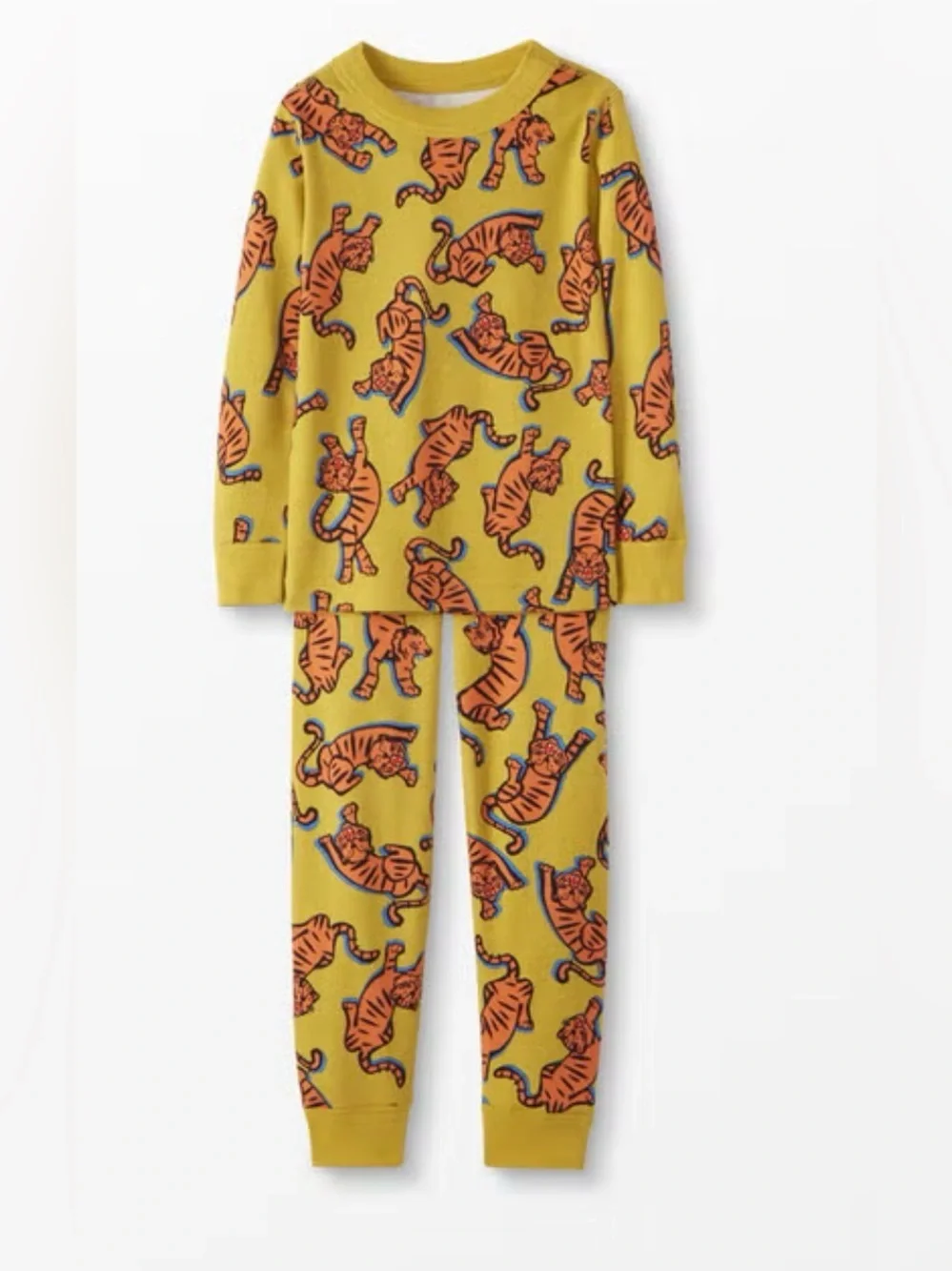Kids Yellow Tiger Print Pajama Set